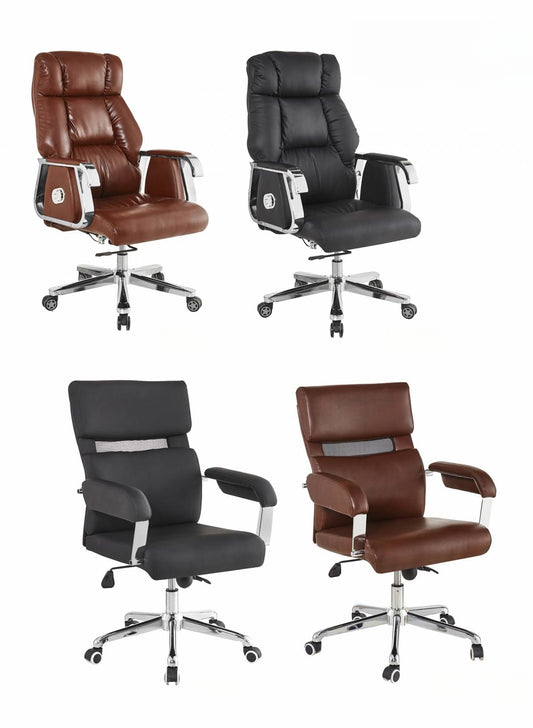 Ergonomic swivel office chairs with adjustable backrests and armrests, suitable for executive offices, home workspaces, and commercial use. Wholesale options available directly from China.