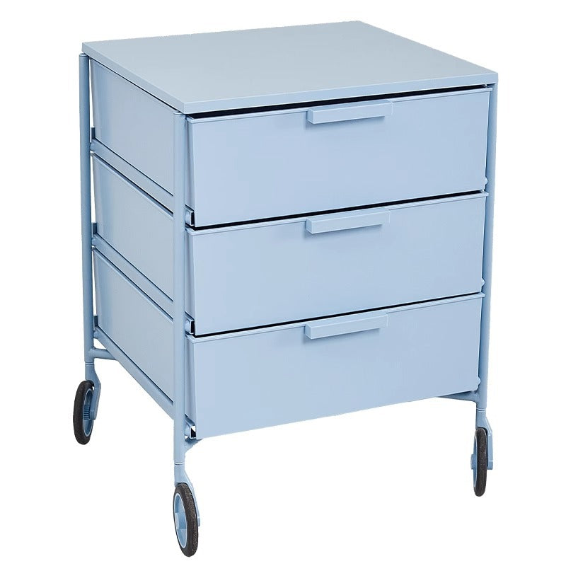 Mobile storage cabinet with smooth-rolling wheels and three spacious drawers for versatile use in home or office, suitable for bedside or living room. Available for wholesale from China.