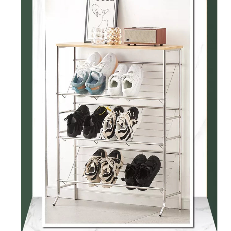 Shoe rack with multiple shelves for efficient entryway or hallway shoe storage; ideal for organizing footwear in homes or commercial spaces, available for bulk wholesale from China.