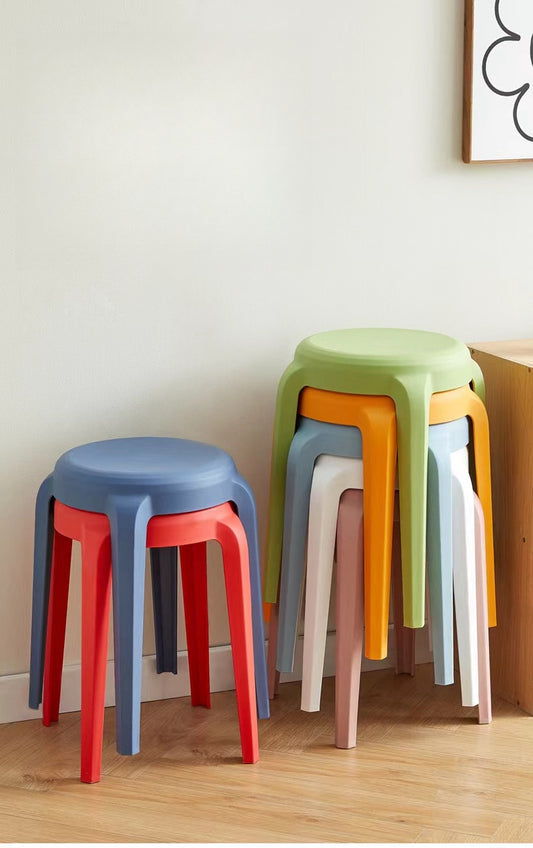 Stackable stools suitable for cafes, offices, dining areas, and creative workspaces, ideal for wholesale and bulk purchasing directly from China.