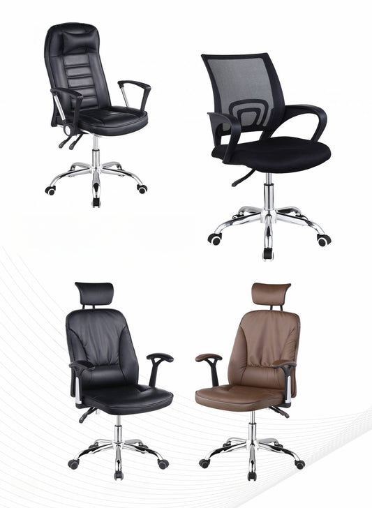 Ergonomic office chairs with leather and mesh options, perfect for office workstations and corporate setups. Ideal for bulk wholesale from China and customizable for various professional settings.