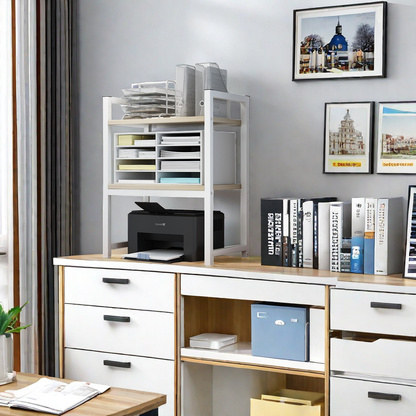 Office storage rack holding a printer, trays, and books for organized workspace settings, emphasizing competitive wholesale pricing from China.