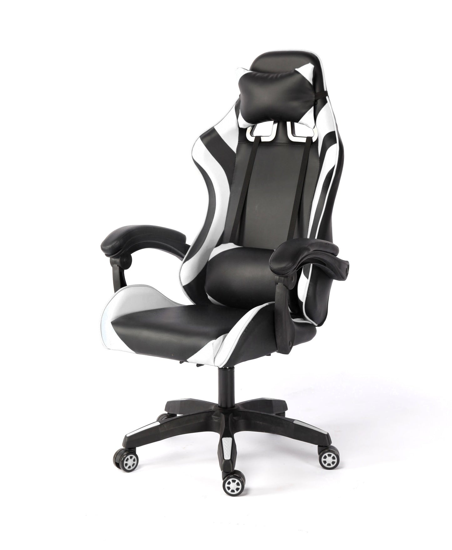 Ergonomic racing-style office and gaming chair with lumbar support, adjustable height, reclining angle, and 360° swivel, ideal for home offices, gaming setups, and business spaces with direct bulk wholesale benefits from China.