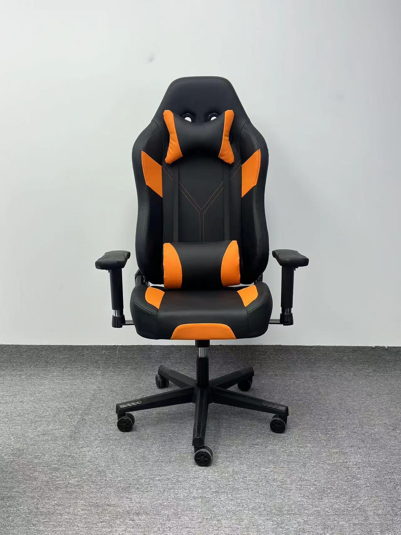 Ergonomic gaming chair with headrest and lumbar support, adjustable height and reclining angle, 360-degree swivel base, ideal for office, gaming, and home workspaces. Available for bulk orders directly from China.