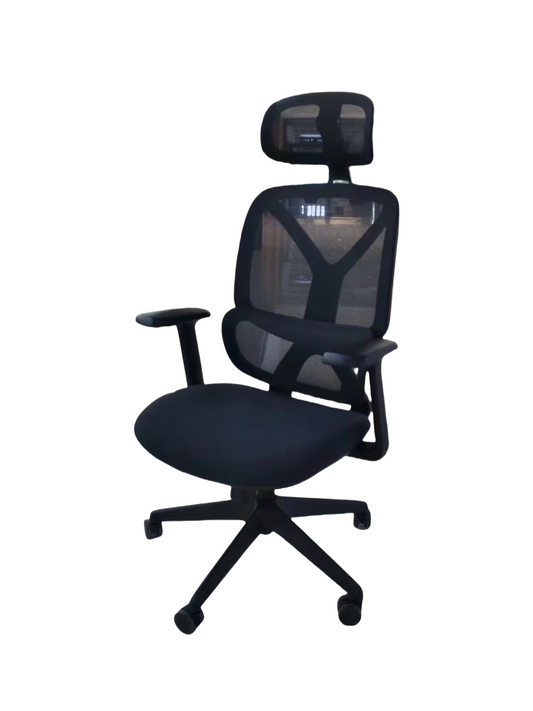 Ergonomic high-back office chair with mesh design, adjustable lumbar support, 3D armrests, and headrest; ideal for office and home workspaces, available for direct wholesale from China.