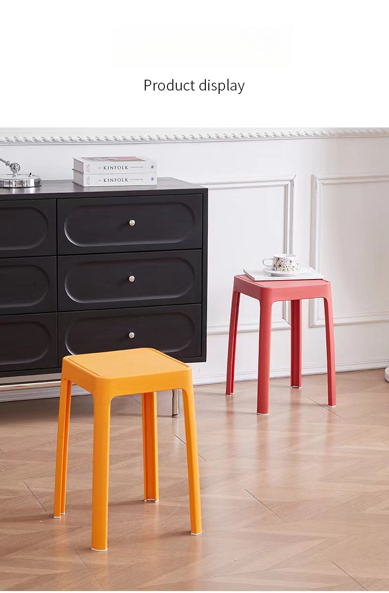 Stackable minimalist stools ideal for modern interiors, perfect for home or commercial use, available for wholesale direct from China.