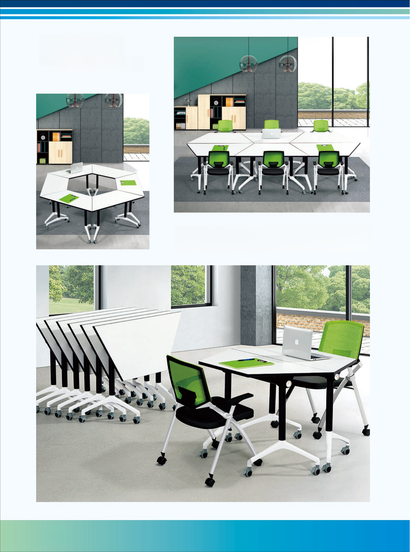 Wholesale Office Desk and Conference Table with Lockable Casters, Foldable and Modular Design for Meeting Rooms and Workspaces - Model YB-031SX