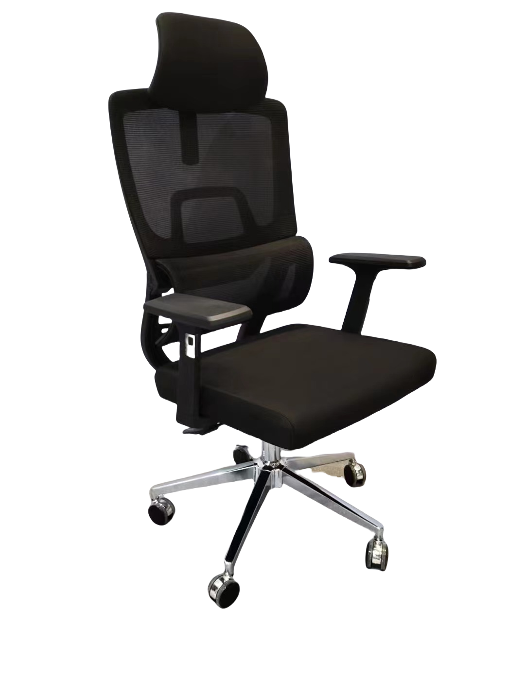 Ergonomic office chair with high back, adjustable lumbar support, 3D armrests, and smooth-rolling casters, ideal for professional workspaces and bulk ordering from China.