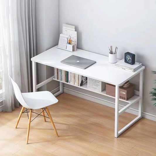 Modern office desk setup with a white chair, suitable for home office or study space. Ideal for bulk purchase and wholesale directly from China for businesses and project developers.