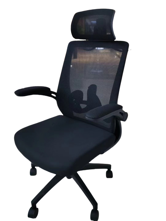 Ergonomic high-back mesh office chair with adjustable lumbar support and 3D armrests, ideal for home offices and commercial workspaces, available for bulk purchase directly from China.