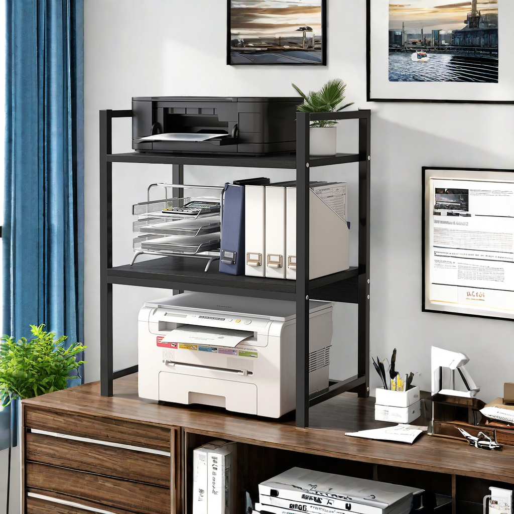 Office storage rack for organizing printers, files, and documents, ideal for improving workspace efficiency. Direct wholesale from China's furniture manufacturer for competitive pricing and quality.