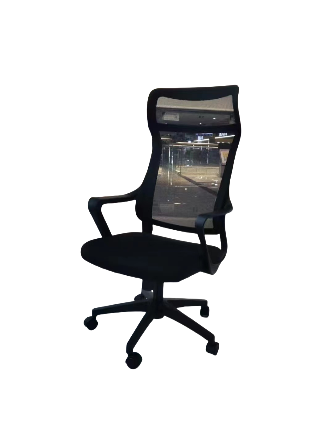 Ergonomic office chair with high back mesh and adjustable armrests, ideal for long work hours in office environments. Suitable for direct bulk purchase from China’s manufacturers.