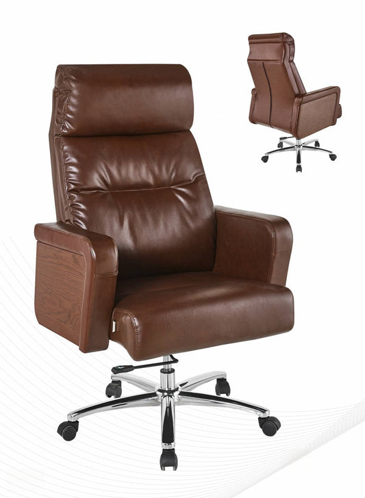 Executive office chair with reclining function, ergonomic design, high backrest, and flip-up armrests, ideal for bulk purchase from Chinese supplier for office or home workspaces.