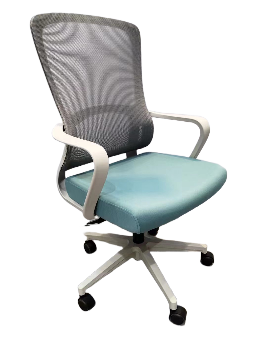 Ergonomic office chair with mesh backrest, ideal for home offices and professional workspaces. Smooth rolling wheels and swivel functionality. Suitable for bulk orders and direct sourcing from Chinese manufacturers.