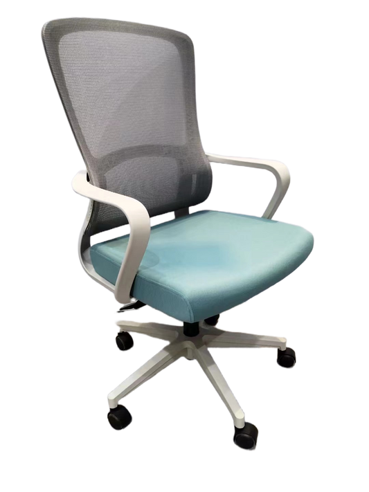 Ergonomic office chair with mesh backrest, ideal for home offices and professional workspaces. Smooth rolling wheels and swivel functionality. Suitable for bulk orders and direct sourcing from Chinese manufacturers.