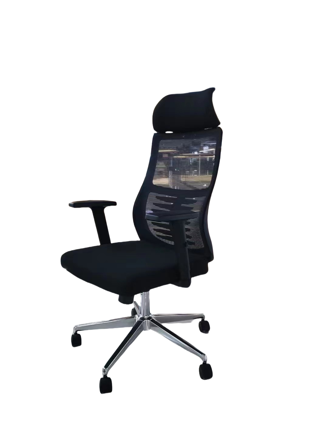 Ergonomic office chair with mesh back, adjustable headrest and armrests, perfect for workspaces, home offices, and corporate environments. Wholesale available directly from China.