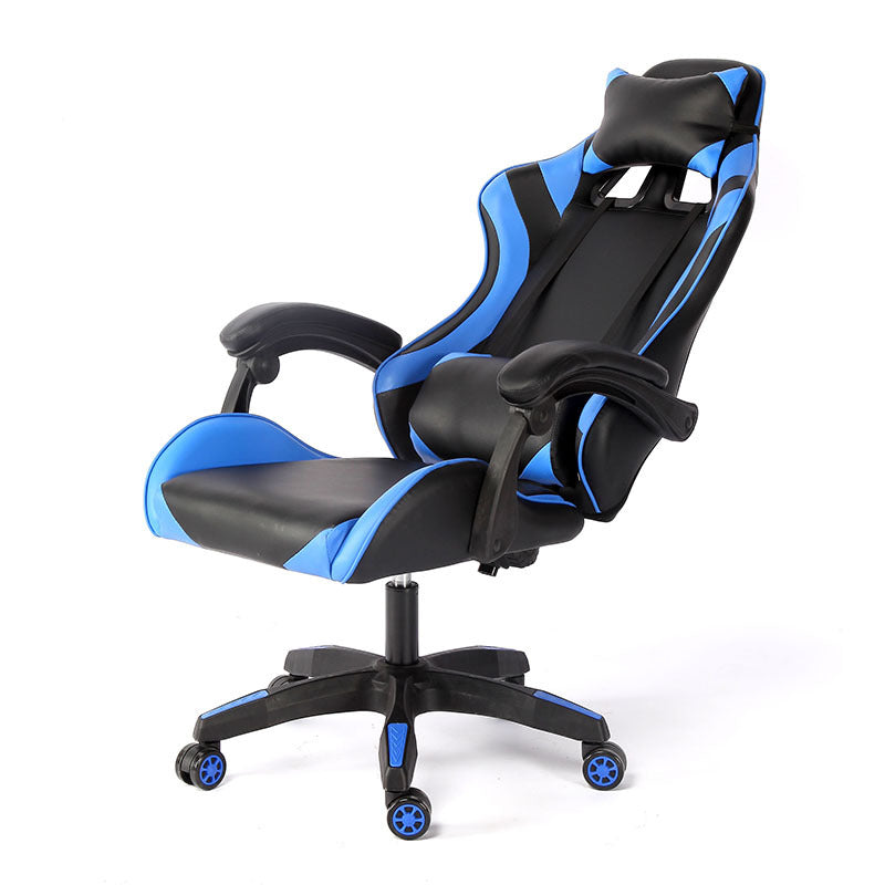 Ergonomic gaming and office chair with reclining function, headrest, lumbar support, and 360° swivel capability. Ideal for workspaces, gaming rooms, and home use. Suitable for wholesale purchase directly from Chinese manufacturers.