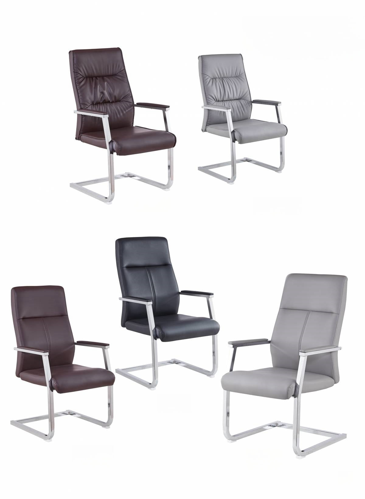 Office and reception chairs with sleek designs, featuring leather and mesh options. Ideal for conference rooms, executive offices, and bulk purchase from Chinese manufacturer at wholesale prices.