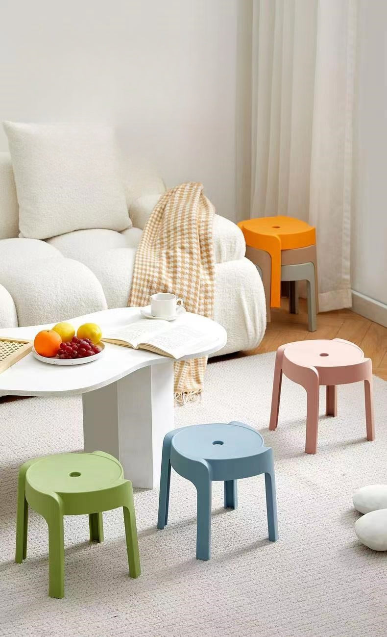 Stackable space-saving stools for living room, office, and kitchen use, ideal for bulk purchasing directly from a verified Chinese manufacturer.