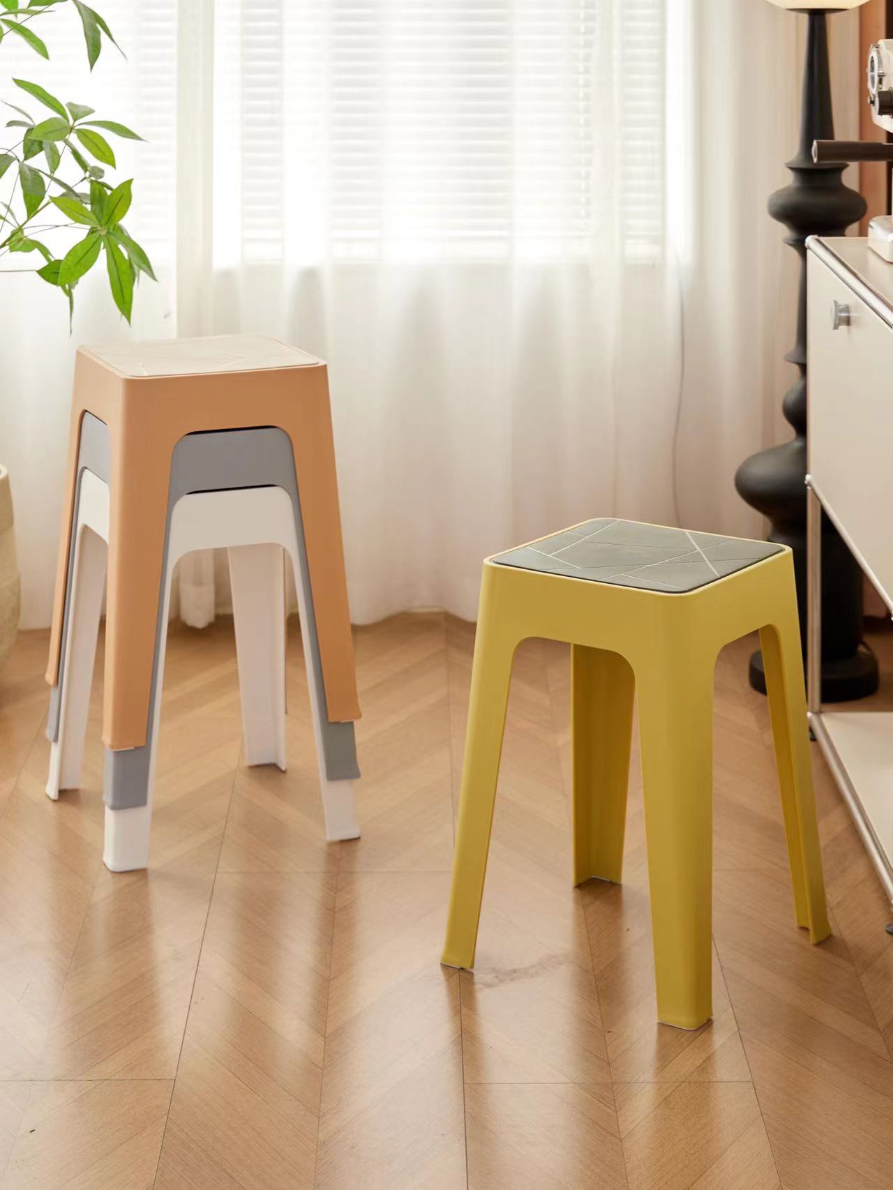 Stackable stools for space-saving use in homes, offices, and commercial settings, available for direct wholesale from Chinese manufacturers.