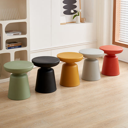 Five modern multipurpose side tables arranged in a living room setting, suitable for use as coffee tables or accent stools in homes, offices, cafes, or lounges. Ideal for wholesale buyers looking for customizable furniture options directly from a Chinese manufacturer.