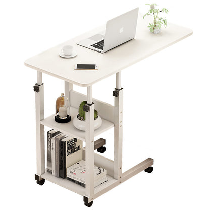 Adjustable mobile laptop desk with multi-level shelving, showcasing practical use for home or office. Ideal for wholesale buyers seeking direct orders from China. Suitable for work, projects, or as a versatile side table.