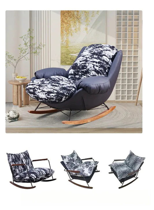 Cushioned rocking chairs for home or commercial lounging, available for direct wholesale from China.