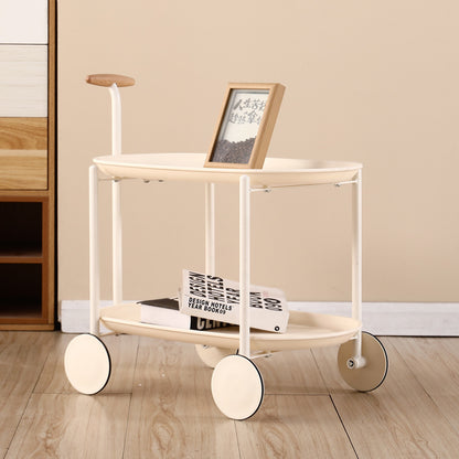 Movable storage cart with two tiers and sturdy wheels, ideal for living rooms, offices, and creative spaces, offering practical storage or display solutions. Suitable for wholesale directly from China for larger orders and commercial projects.