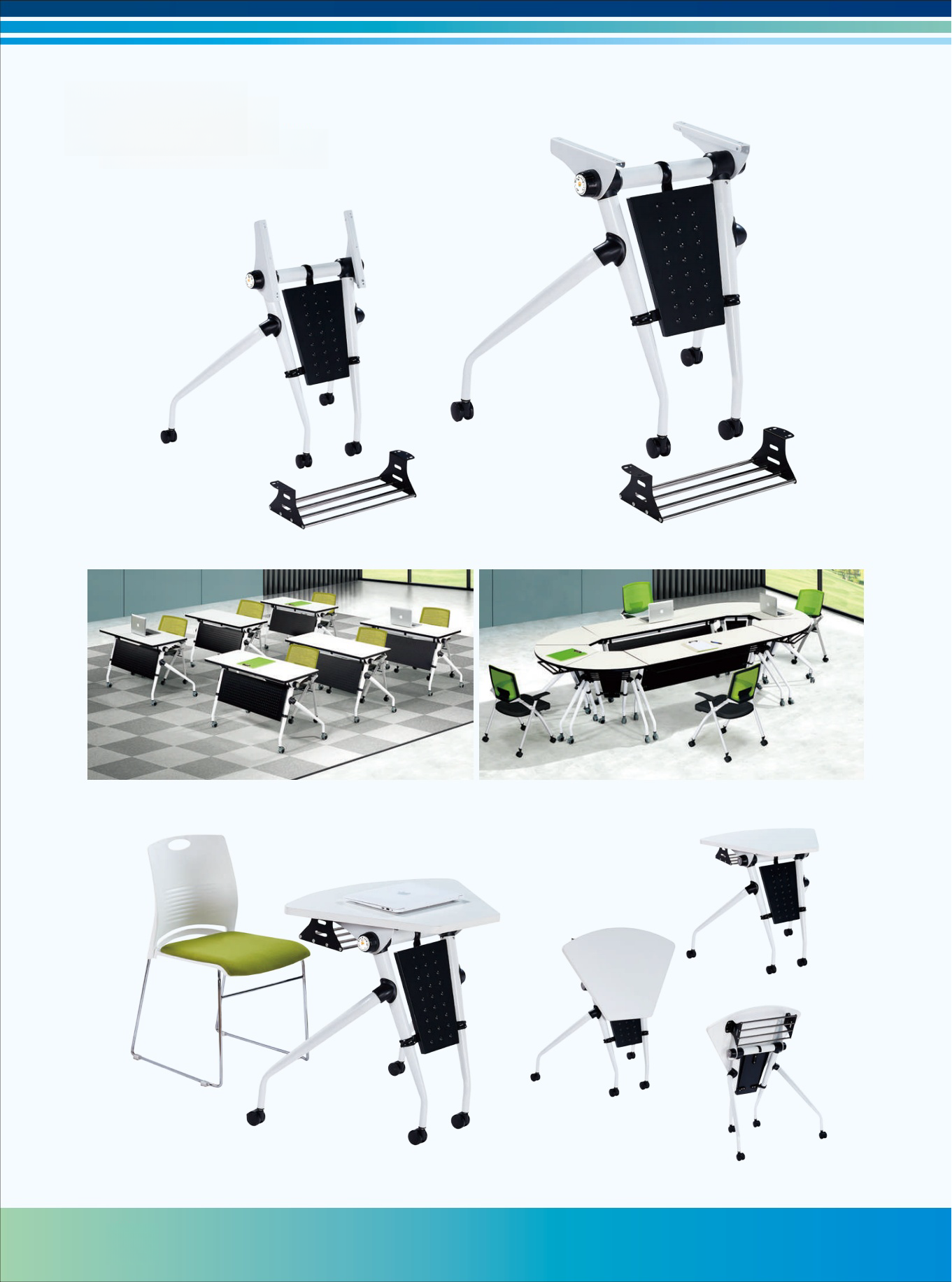 Modular Flip Top Mobile Conference and Training Table, Folding Meeting Room Desk with Lockable Wheels - Ideal for Offices, Schools, and Flexible Workspaces, Sourced from China - Model YB-073