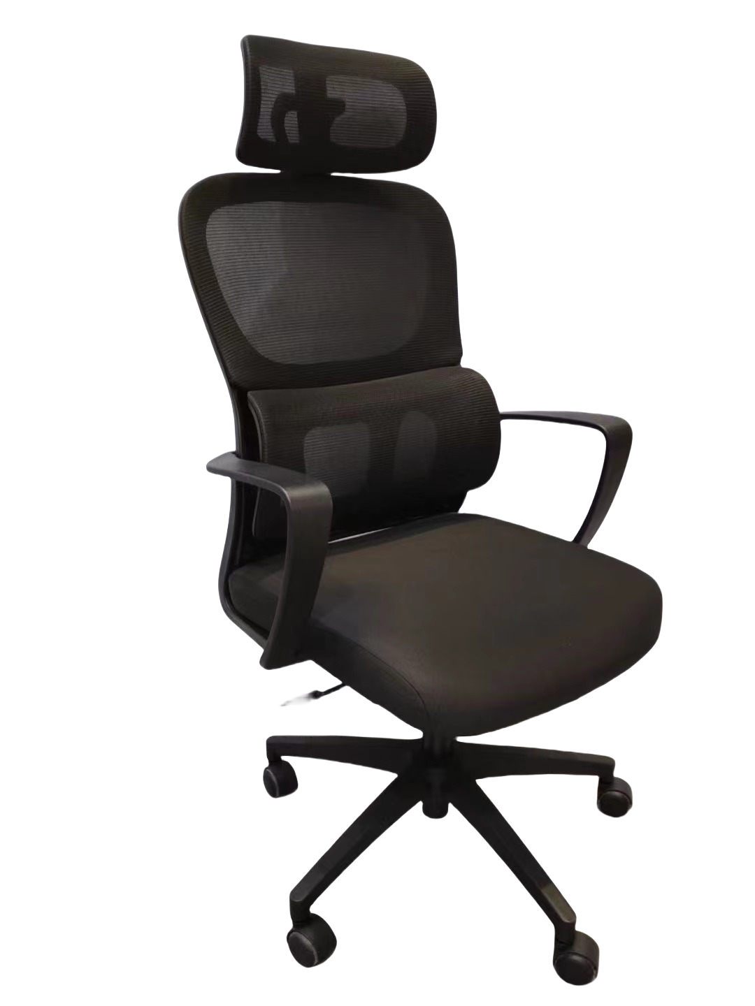 Ergonomic high-back mesh office chair with adjustable headrest and lumbar support, ideal for professional workspaces, home offices, and meeting rooms. Wholesale availability directly from Chinese manufacturers for bulk orders.