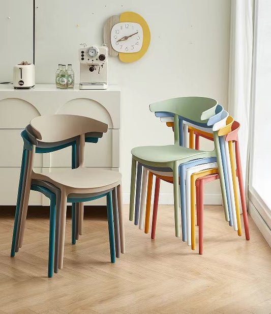 Stackable multifunctional chairs suitable for dining, office, and lounge environments. Ideal for space-saving and bulk purchasing, available for direct sourcing from China.