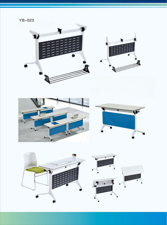 Foldable Mobile Desk with Wheels for Office, Classroom & Conference Use - Space Saving & Versatile Design - Wholesale from China - Model YB-023