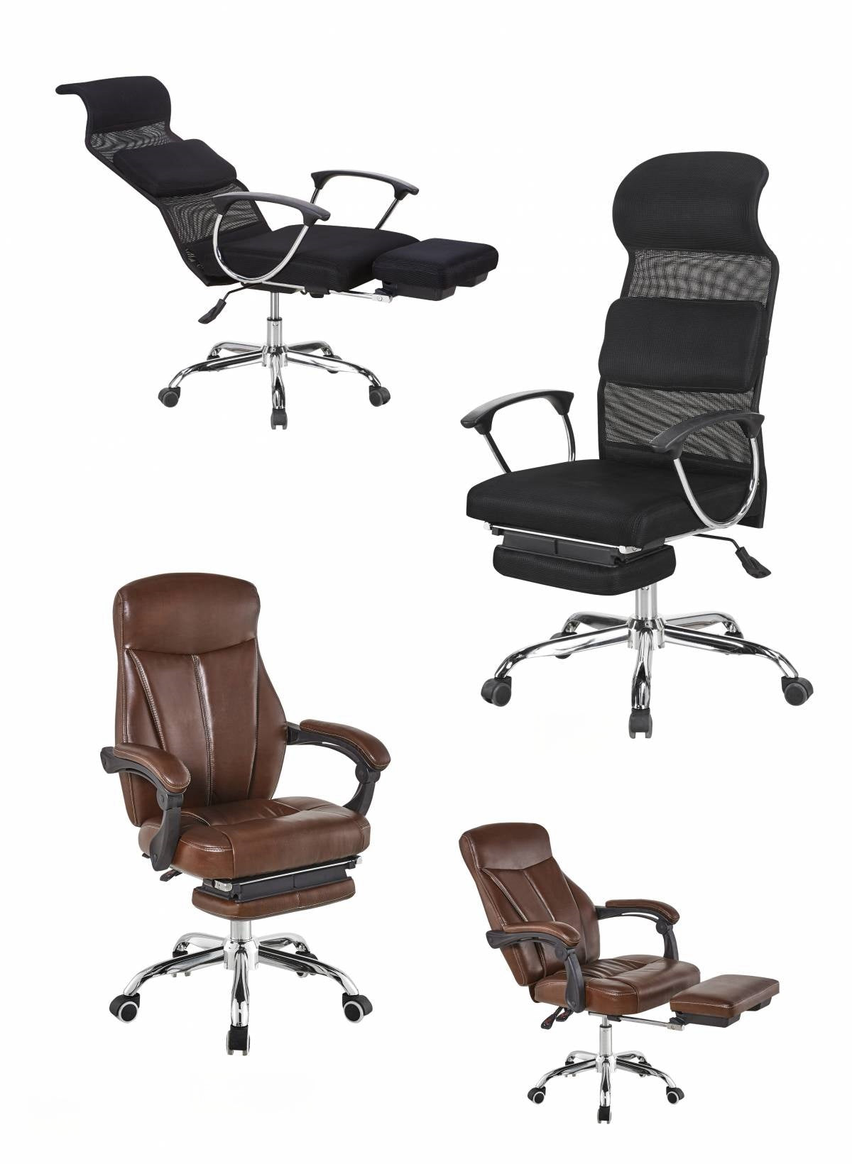 Ergonomic office chairs with reclining function, footrest, adjustable features, and lumbar support, ideal for office or home workspace. Available for wholesale directly from China.