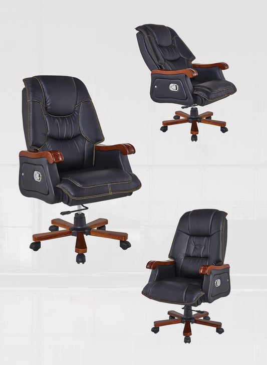 High-back leather office chairs with adjustable armrests and ergonomic design, ideal for executive desks and professional workspaces. Wholesale options available directly from China for bulk buyers.