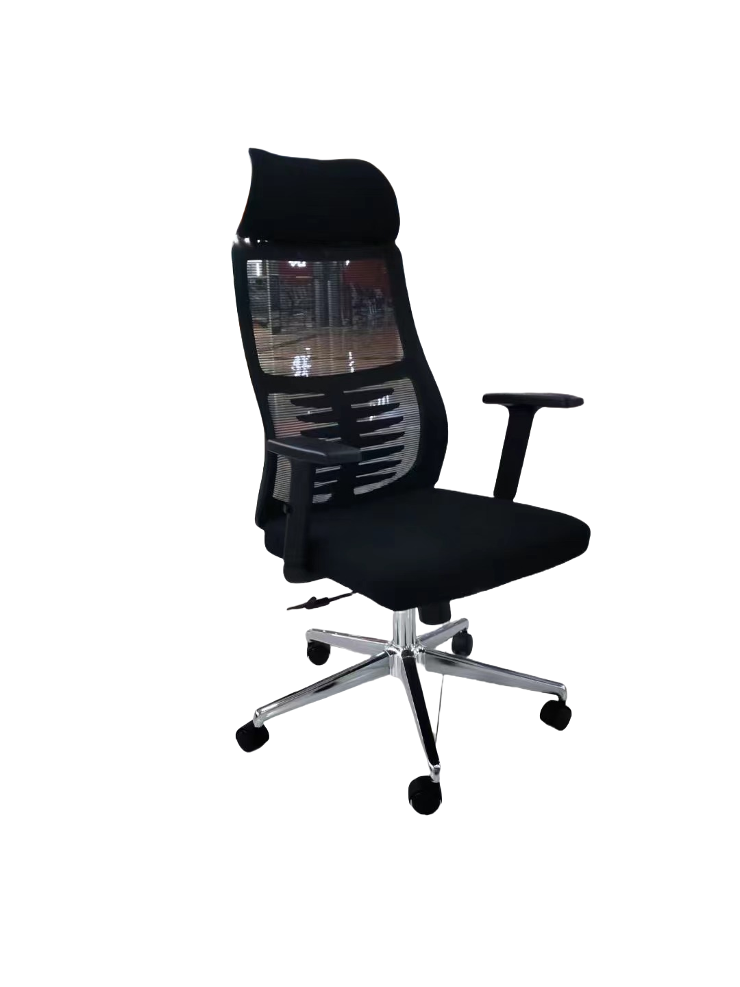 Ergonomic high-back mesh office chair with adjustable lumbar support, 3D armrests, and headrest, ideal for home and commercial office use. Offers mobility and comfort, perfect for bulk orders from China-based suppliers.