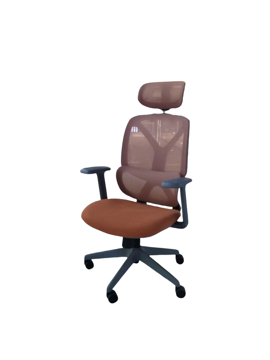 Ergonomic mesh office chair with adjustable headrest, lumbar support, 3D armrests, and rolling wheels, ideal for long hours of work in corporate or home offices. Suitable for bulk wholesale purchasing from China.