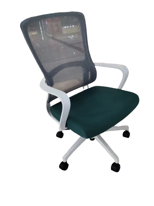 Ergonomic office chair with breathable mesh backrest, adjustable lumbar support, and rolling swivel wheels, ideal for bulk wholesale from China for home offices or corporate workplaces.