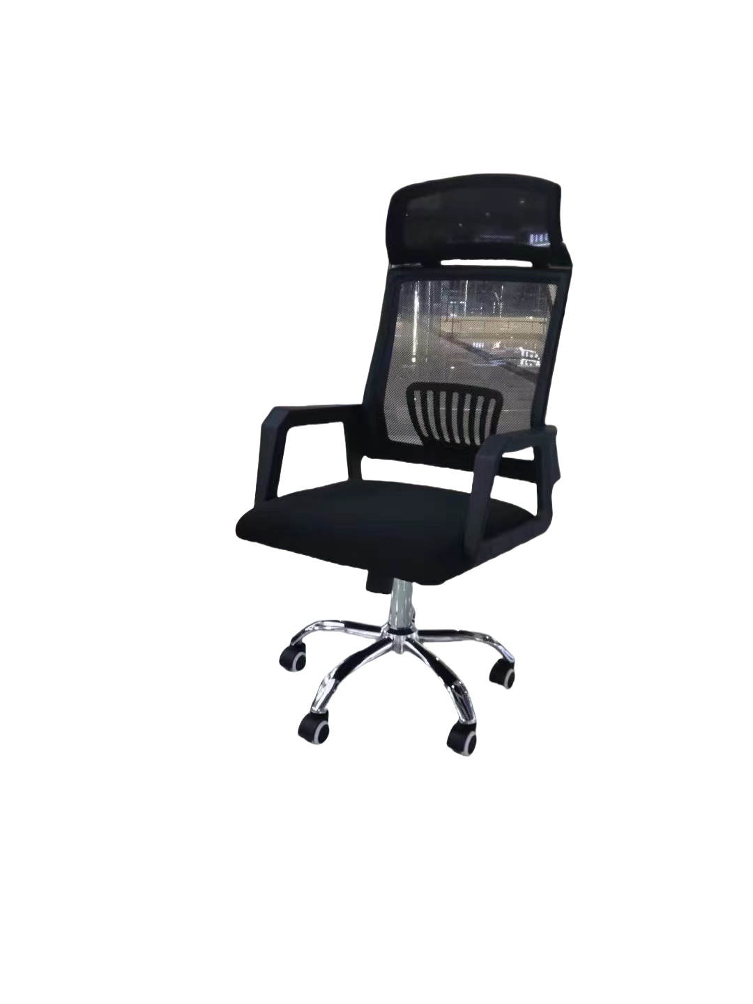 Ergonomic high-back mesh office chair with adjustable lumbar support and swivel base, ideal for office and home workspaces; customizable for bulk wholesale orders from China.