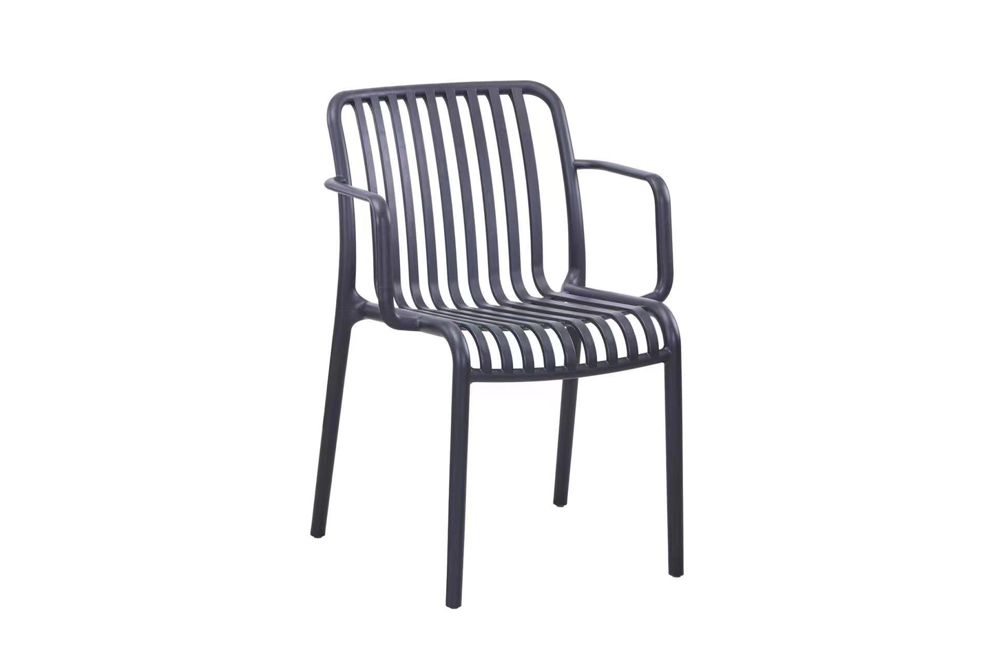 Outdoor chair with slatted design, perfect for patio seating, garden use, or restaurant spaces. Ergonomic armchair suitable for both indoor and outdoor environments, ideal for wholesale orders from a direct Chinese manufacturer.