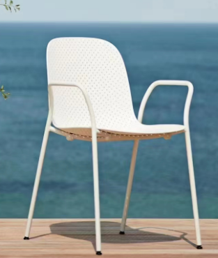 Outdoor chair with breathable mesh surface, ideal for patios and commercial use, available for wholesale direct from China.