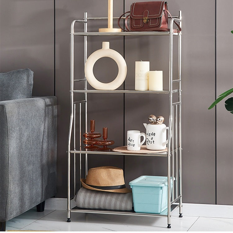 Multi-purpose shelving rack used for displaying decor and organizing household items in living room setup, ideal for wholesale buyers from China.