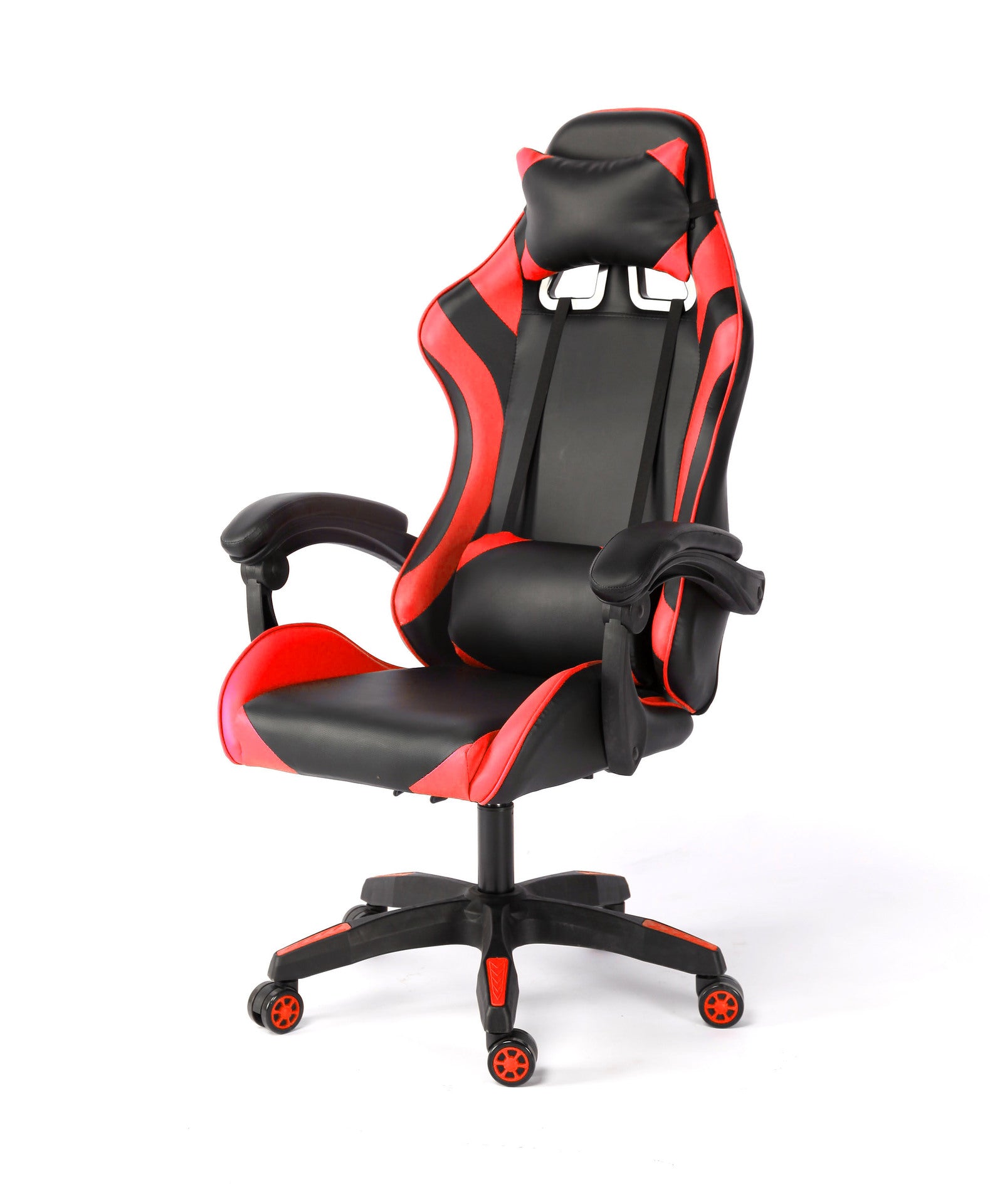 Ergonomic reclining office and gaming chair with headrest, lumbar support, and adjustable height, designed for bulk furniture import from China.