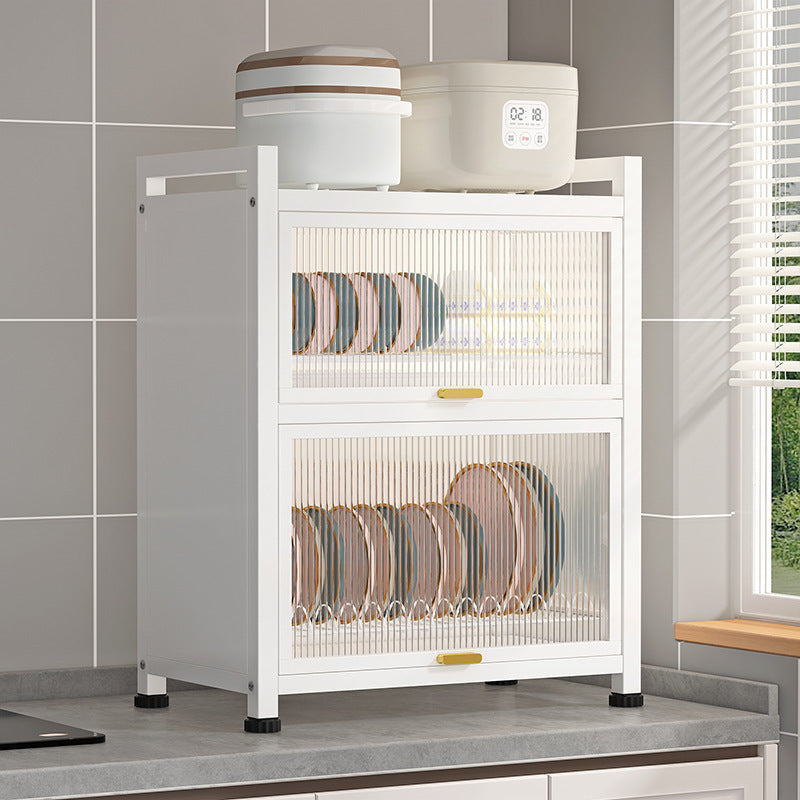 Kitchen storage rack with microwave shelf and dish organizer, ideal for efficient countertop organization in home kitchens or commercial spaces. Suitable for wholesale orders directly from a Chinese manufacturer.