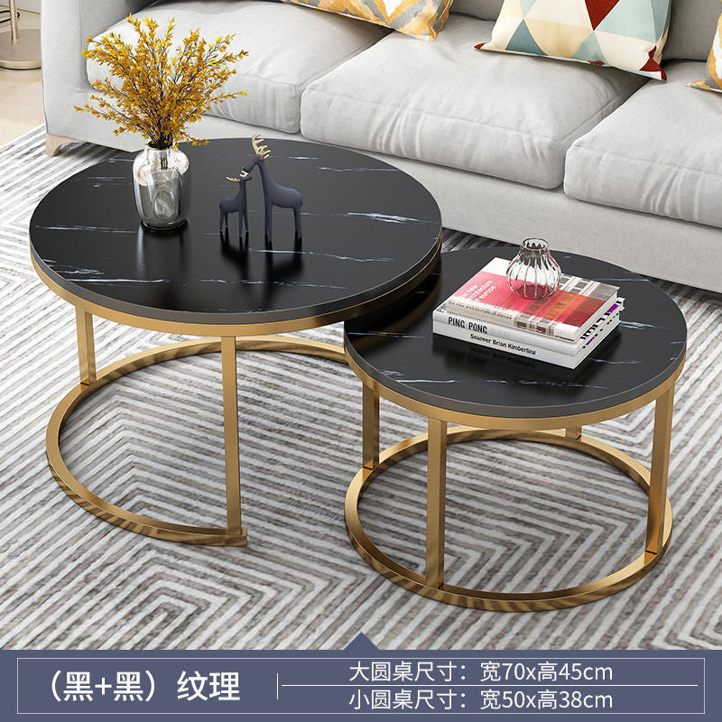 Set of two modern coffee tables with round design, perfect for living room or office spaces. Ideal for wholesale buyers seeking bulk furniture from China.