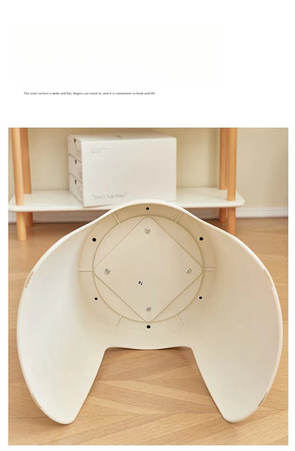 Underside view of a sleek, stackable stool designed for easy storage, ideal for commercial and home use with customizable options for wholesale buyers from China.