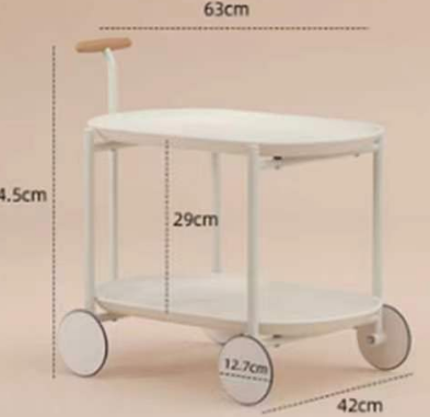 Movable multi-purpose side table on wheels with two spacious tiers for versatile use in living rooms, offices, and workspaces, ideal for wholesale from a Chinese manufacturer.