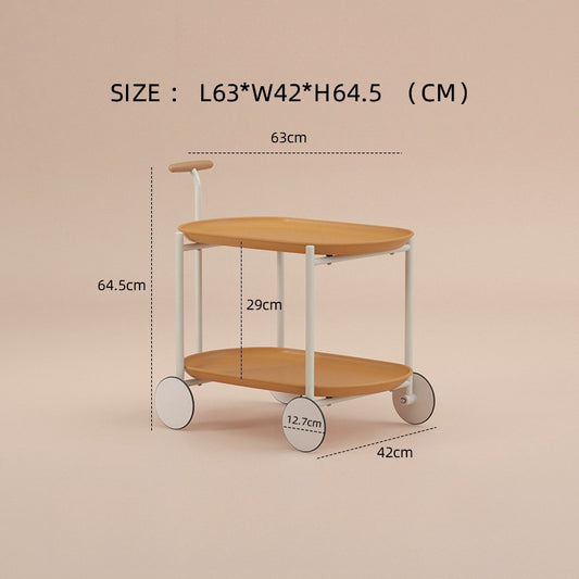 Movable two-tier side table with wheels, ideal for living rooms, offices, and multifunctional spaces. Perfect for wholesale buyers from China looking for practical and flexible storage furniture options.