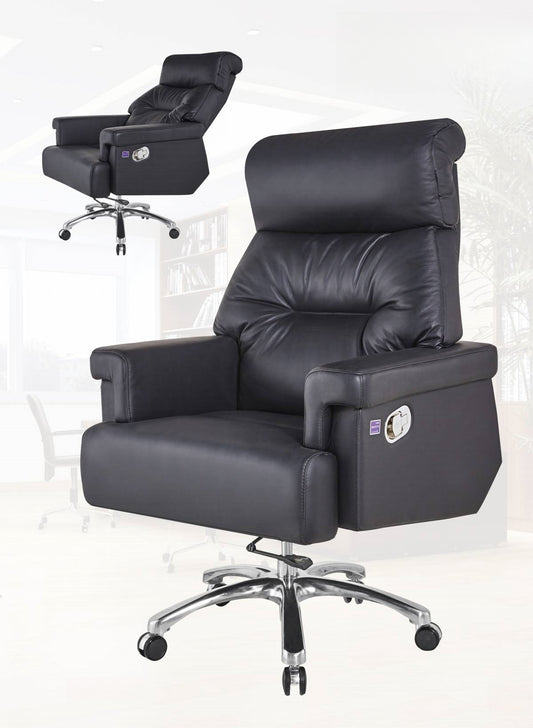 Leather office chair with adjustable high back and flip-up armrests, ergonomic design, ideal for office and home use, available for wholesale direct from China suppliers.