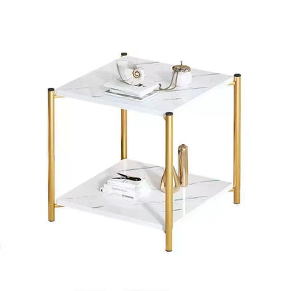 Two-tier square side table with modern design, ideal for living rooms, offices, or commercial spaces. Available for bulk purchase directly from Chinese manufacturer.