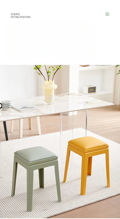 Stackable soft stools perfect for contemporary kitchens, dining rooms, or commercial spaces, available for bulk purchase directly from Chinese manufacturer.